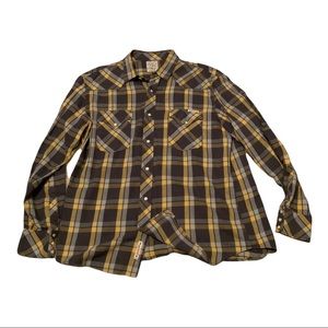 Lucky Brand Shirt Mens Plaid Pearl Snap Distinctive Western Flannel X-Large